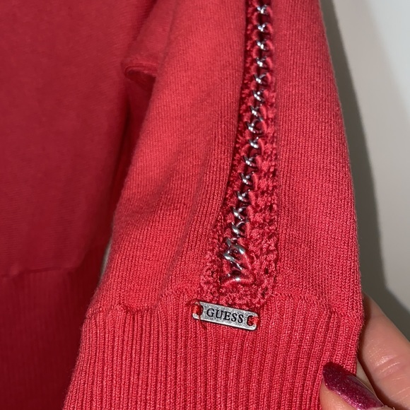 Y2K GUESS CORAL SWEATER DRESS CHAIN DETAIL KNIT SZ MED BODYCON SEXY - Picture 9 of 10